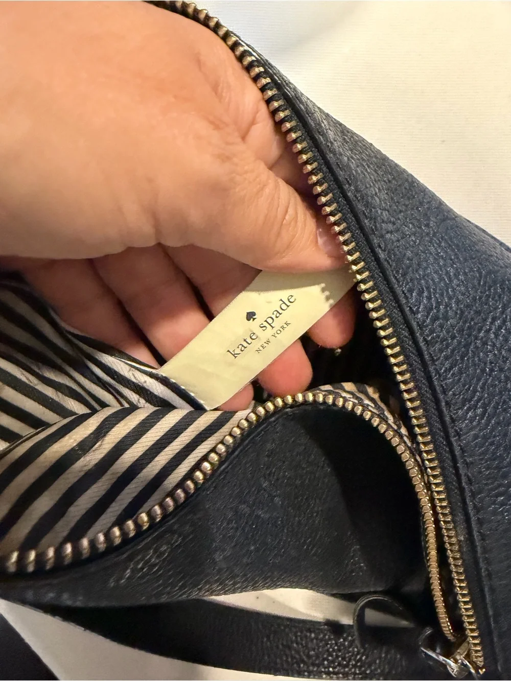 kate spade Black Pebbled Leather Crescent Shoulder Bag with Gold Hardware